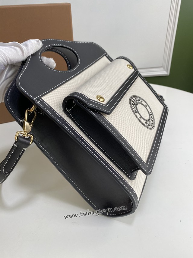 Burberry專門店新款小號撲克包 巴寶莉焦糖咖啡奶油白手提托特包 yxb1106